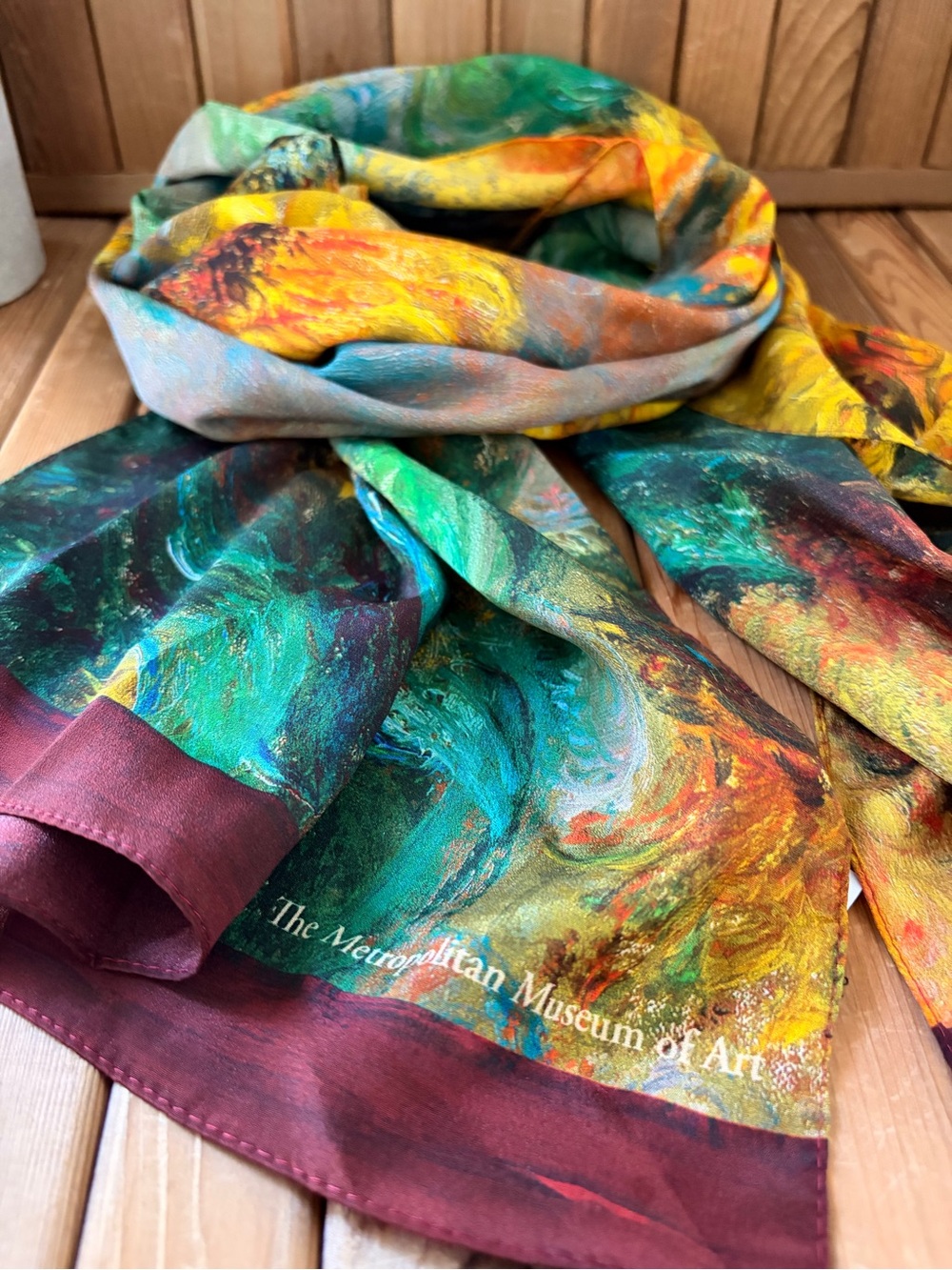 The Metropolitan Museum of Art Sunflower Monet Silk Scarf NWT - Picture 8 of 10